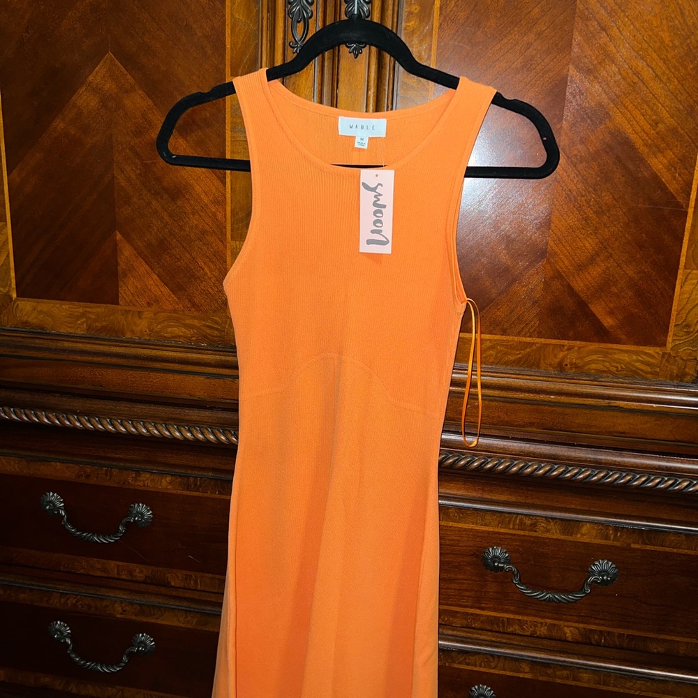 Vibrant Orange Midi Dress